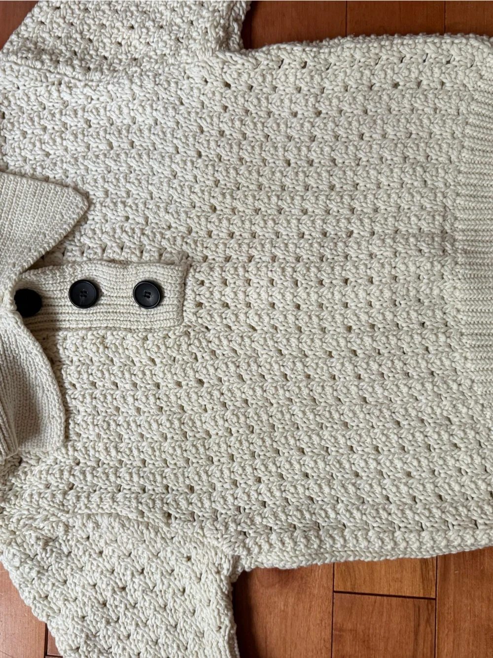 A.L.C. Cream Knit Short-Sleeve Polo Sweater with Button Placket